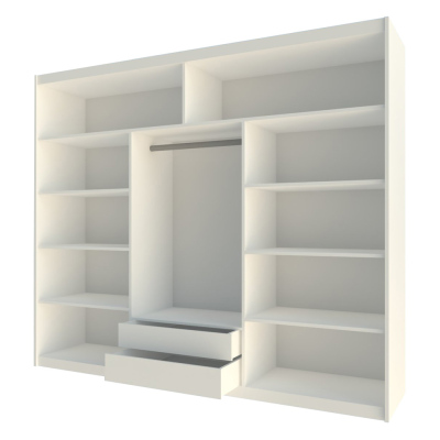 Šatní skříň 250 cm s posuvnými dveřmi a zrcadlem OCOPIA - bílá