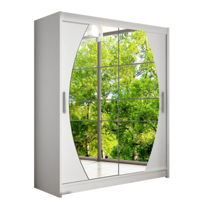 Šatní skříň 150 cm se zrcadlem a LED osvětlením ELADIO 8 - bílá