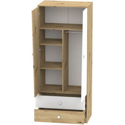 Kombinovaná šatní skříň 80 cm CHIMA 1 - dub artisan / bílá / šedá