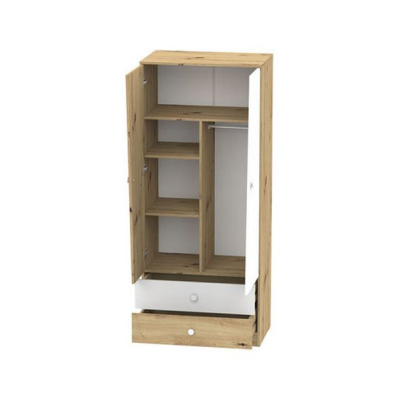 Kombinovaná šatní skříň 80 cm CHIMA 1 - dub artisan / bílá / šedá