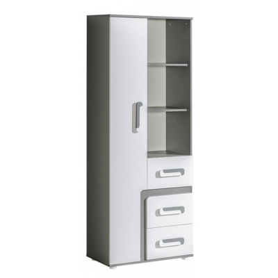 Skříň do obývacího pokoje CHOCHO - šířka 75 cm, antracitová / bílá