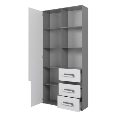 Skříň do obývacího pokoje CHOCHO - šířka 75 cm, antracitová / bílá