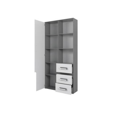 Skříň do obývacího pokoje CHOCHO - šířka 75 cm, antracitová / bílá