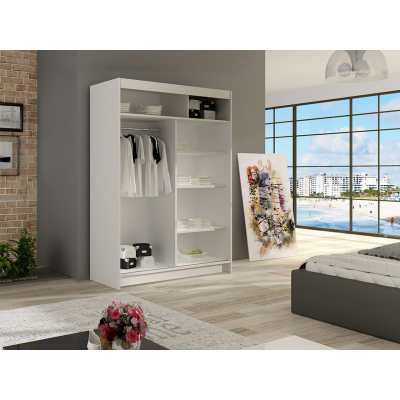 Šatní skříň 120 cm se zrcadlem a LED osvětlením GASPARA 2 - bílá