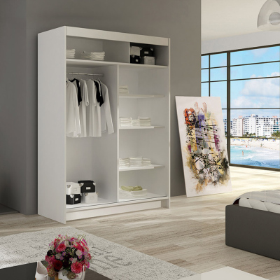 Šatní skříň 120 cm se zrcadlem a LED osvětlením GASPARA 2 - černá