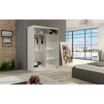 Šatní skříň 120 cm se zrcadlem a LED osvětlením GASPARA S - bílá