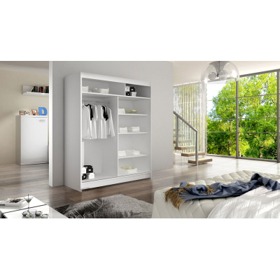 Posuvná šatní skříň 120 cm s LED RGB osvětlením SAMANRE 4 - černá / bílá