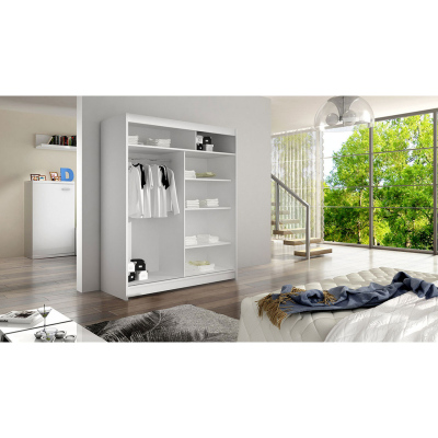 Posuvná šatní skříň 120 cm se zrcadlem a LED RGB osvětlením SAMANRE 1 - dub sonoma