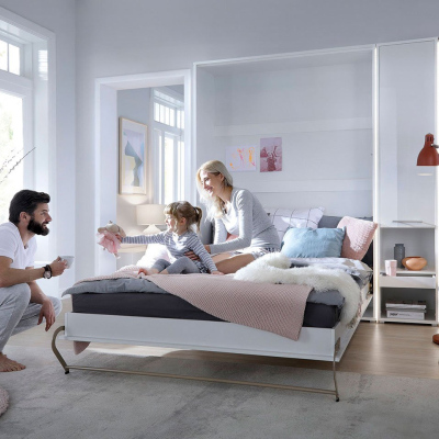 Sklápěcí postel se skříňkami 120x200 CELENA 3 - bílá