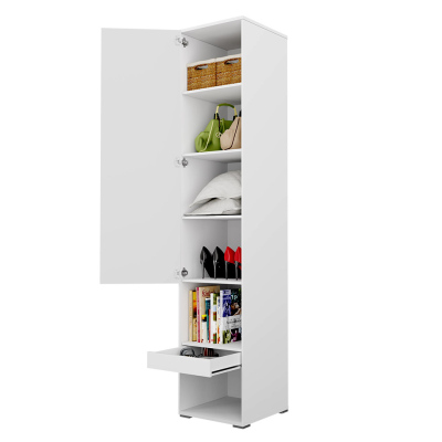 Sklápěcí postel se skříňkami 120x200 CELENA 3 - bílá / lesklá bílá