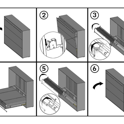Sklápěcí postel se skříňkami 140x200 CELENA 3 - bílá / lesklá bílá