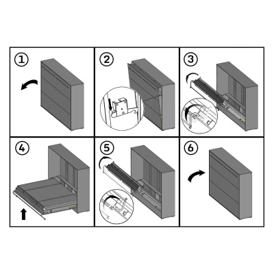 Sklápěcí postel se skříňkami 140x200 CELENA 3 - bílá / lesklá bílá