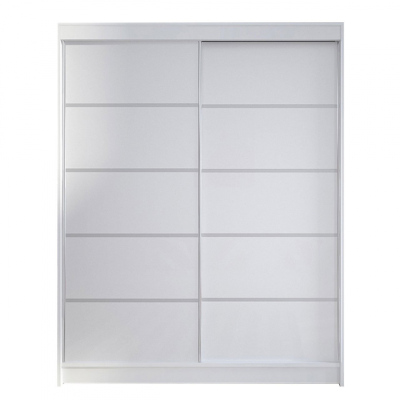 Kombinovaná šatní skříň 150 cm s posuvnými dveřmi a LED osvětlením PIRITU 4 - bílá / dub sonoma