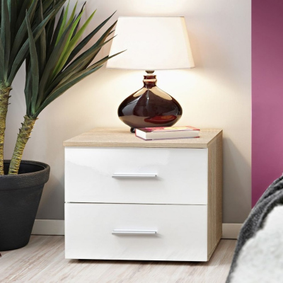 Noční stolek BEKY - dub sonoma / bílý 2