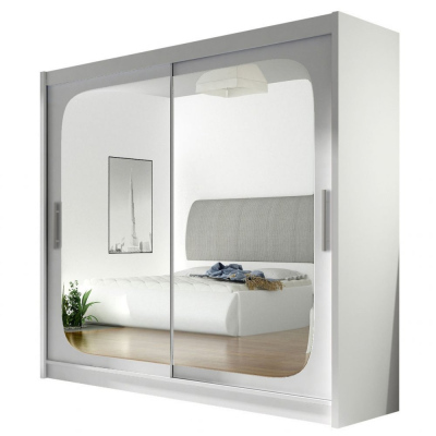 Šatní skříň 180 cm se zrcadlem a LED osvětlením FLORENCIO 8 - bílá