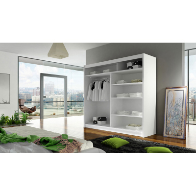 Šatní skříň 180 cm se zrcadlem a LED osvětlením FLORENCIO 14 - dub sonoma