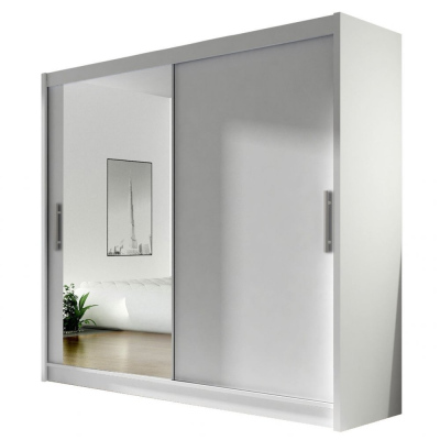 Šatní skříň 180 cm se zrcadlem a LED osvětlením FLORENCIO 6 - dub sonoma