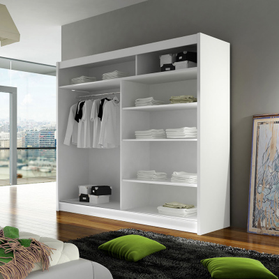 Šatní skříň 180 cm se zrcadlem a LED osvětlením FLORENCIO 6 - dub sonoma