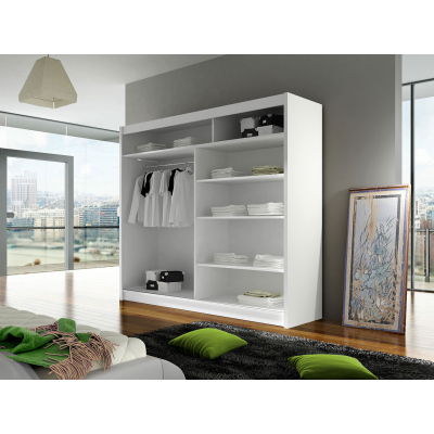 Šatní skříň 180 cm se zrcadlem a LED osvětlením FLORENCIO 6 - dub sonoma