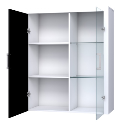 Závěsná vitrína s LED RGB osvětlením ITABUNA - bílá / lesklá bílá