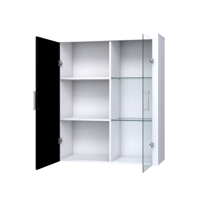 Závěsná vitrína s LED RGB osvětlením ITABUNA - bílá / lesklá bílá