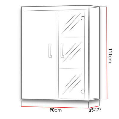 Závěsná vitrína s LED RGB osvětlením ITABUNA - bílá / lesklá bílá