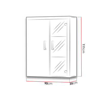 Závěsná vitrína s LED RGB osvětlením ITABUNA - bílá / lesklá bílá