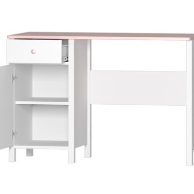 Psací stůl s nástavcem LEGUAN - bílý / růžový