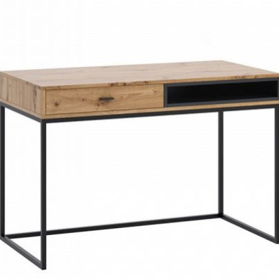 Psací stůl BEND - černý / dub artisan
