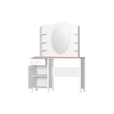 Toaletní stolek s nástavcem LEGUAN - bílý / růžový