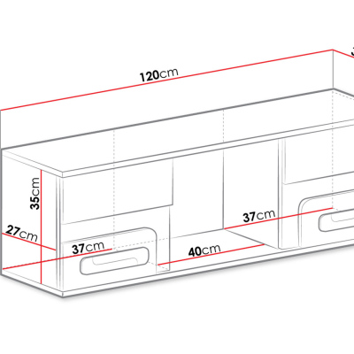 Závěsná police CHOCHO - antracitová / bílá