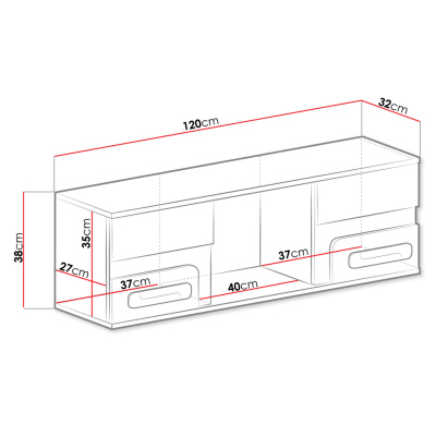 Závěsná police CHOCHO - antracitová / bílá