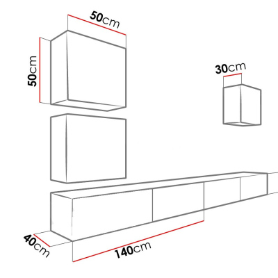 Obývací stěna ASHTON 22 - bílá / lesklá bílá
