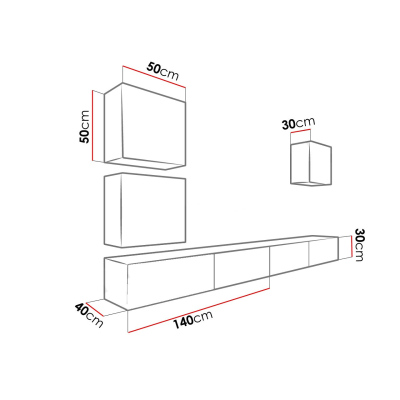 Obývací stěna ASHTON 22 - bílá / lesklá bílá