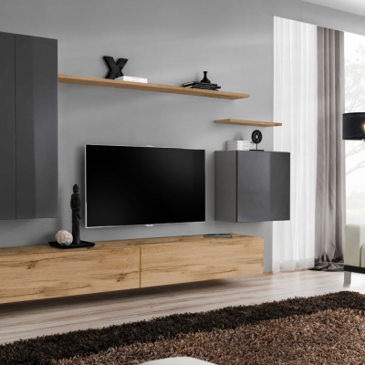 Stěna do obývacího pokoje RIONATA 2 - grafit / dub wotan