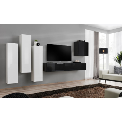 Stěna do obývacího pokoje RIONATA 3 - bílá / černá