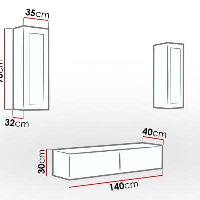 Obývací stěna ASHTON 8 - bílá / lesklá bílá