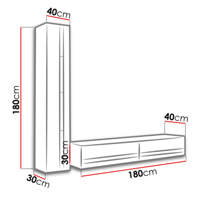 Stěna do obývacího pokoje ASHTON N8 - bílá / lesklá bílá