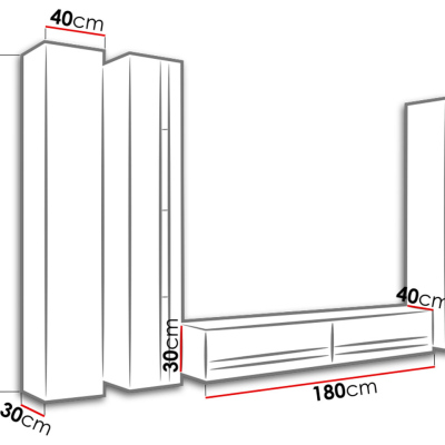 Stěna do obývacího pokoje ASHTON N7 - bílá / lesklá bílá