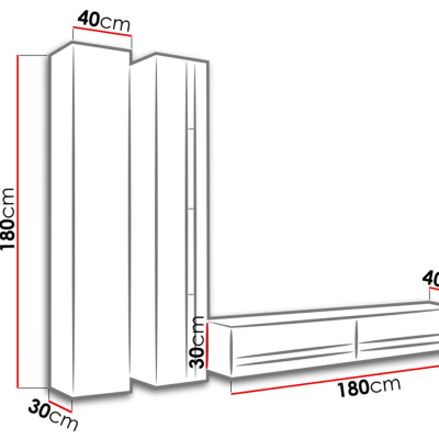 Stěna do obývacího pokoje ASHTON N5 - bílá / lesklá bílá