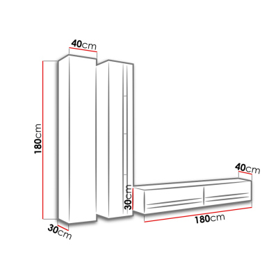 Stěna do obývacího pokoje ASHTON N5 - bílá / lesklá bílá
