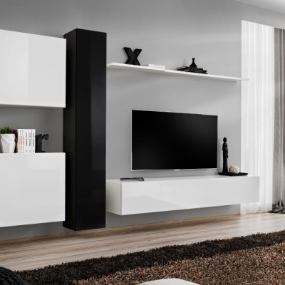 Stěna do obývacího pokoje RIONATA 6 - černá / bílá