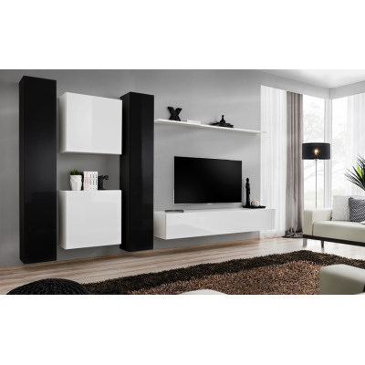 Stěna do obývacího pokoje RIONATA 6 - černá / bílá