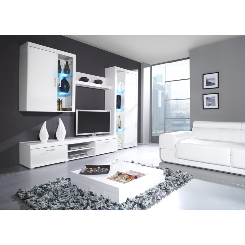 Obývací stěna ITABUNA 3 - bílá / lesklá bílá