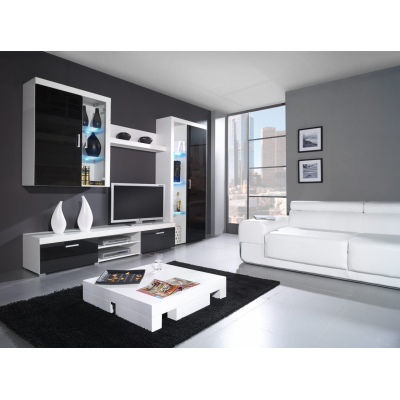Obývací stěna ITABUNA 3 - bílá / lesklá černá