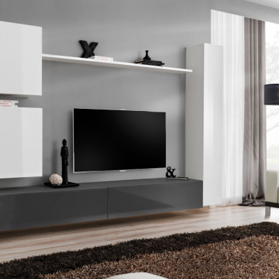 Stěna do obývacího pokoje RIONATA 8 - bílá / grafit