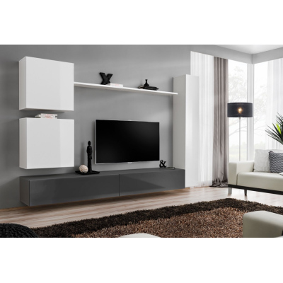 Stěna do obývacího pokoje RIONATA 8 - bílá / grafit