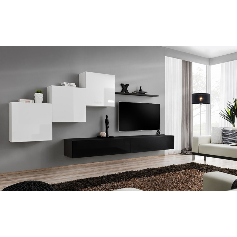 Stěna do obývacího pokoje RIONATA 10 - bílá / černá