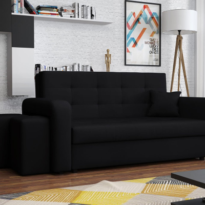 Rozkládací pohovka s taburety BELA HOME 2 - černá, levé provedení