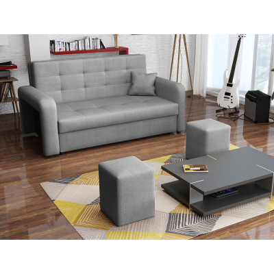 Rozkládací pohovka s taburety BELA HOME 2 - černá, levé provedení